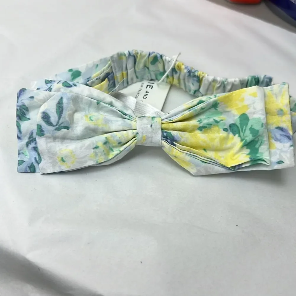 Janie and Jack Baby Yellow and Purple floral head bow NWT size one size